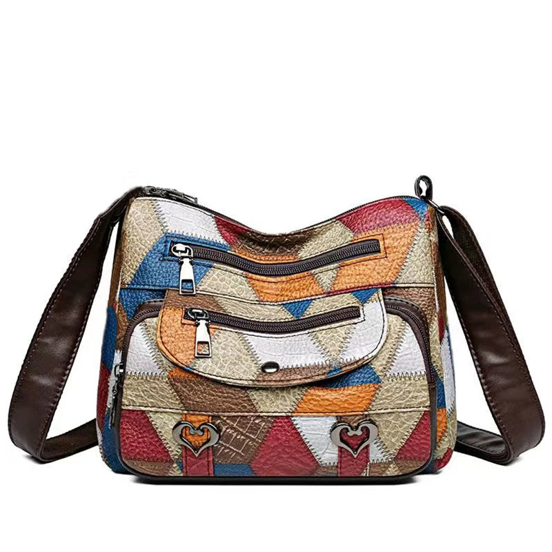 Ladie's handbag, can be carried across the shoulder with a geometric design, suitable for work occasions.
