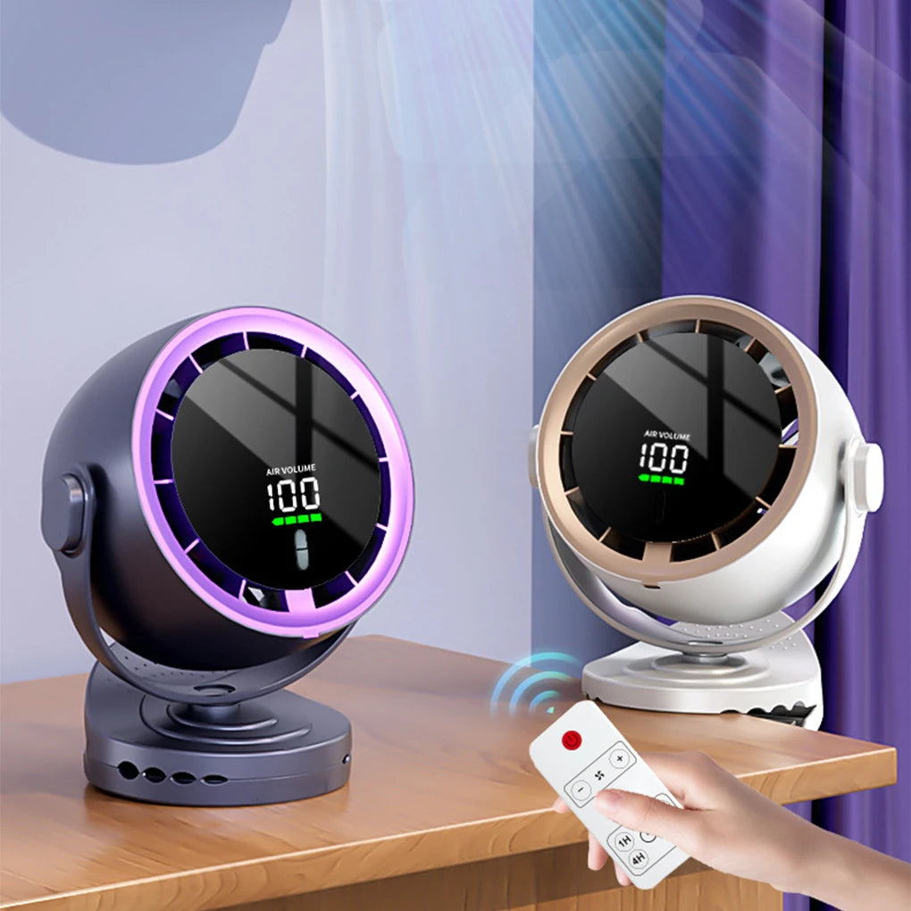 4000 mAh Desktop Circulating Fan Rechargeable Table Fan with Remote Control Office Wall Mounted Fan Electric Desktop Clip Fan