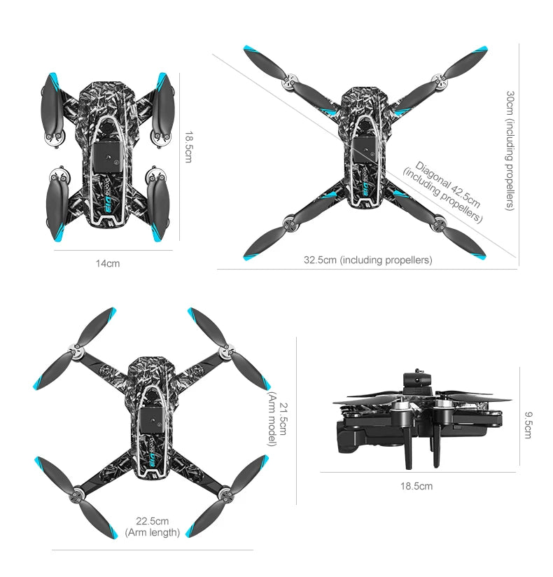 New D13 RC Drone 4K Professional HD Triple Camera 5G WIFI FPV Dron 360° Obstacle Avoidance Brushless Large Screen Quadcopter