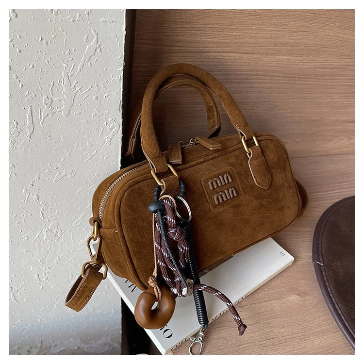 2025 New Fashionable dull Polish bag portable women's full retro crossbody bag shoulder bag popular