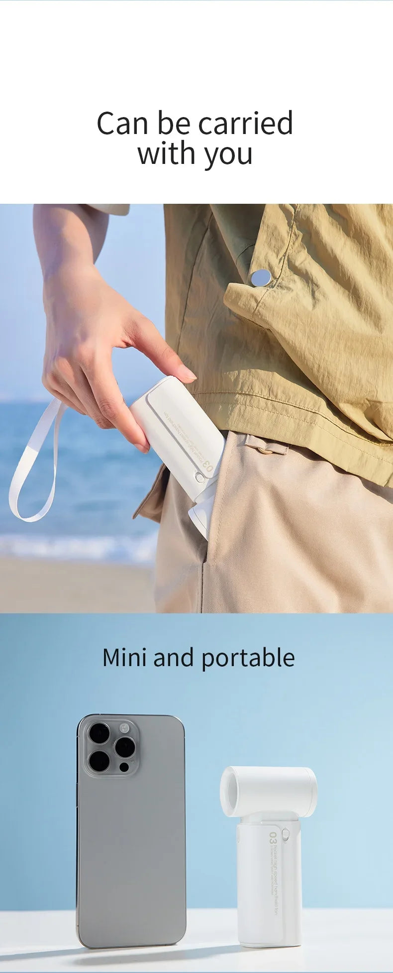 2025 New High Speed Portable Electric Fan USB Rechargeable 3 Speed Fan 4000mAh Outdoor Handheld Fan Mini Bladeless Fan