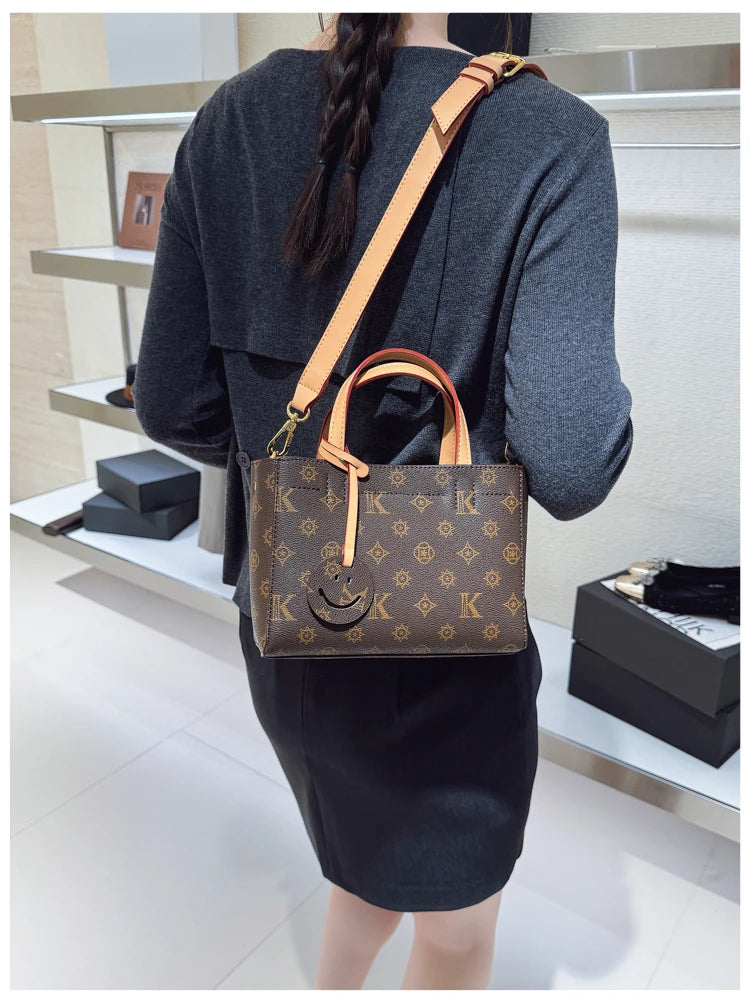 Classic Leather Tote Bag For Ladies, Shoulder Strap And Spacious, Elegant Popular Handbag By Luxury Brand For Women