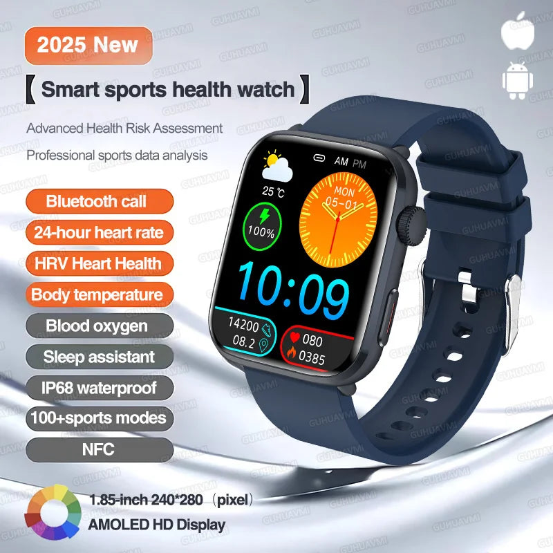 2025 New For Xiaomi Smart Watch HD Bluetooth Call AMOLED Screen NFC Waterproof GPS Sport Health Tracker Smart Watch