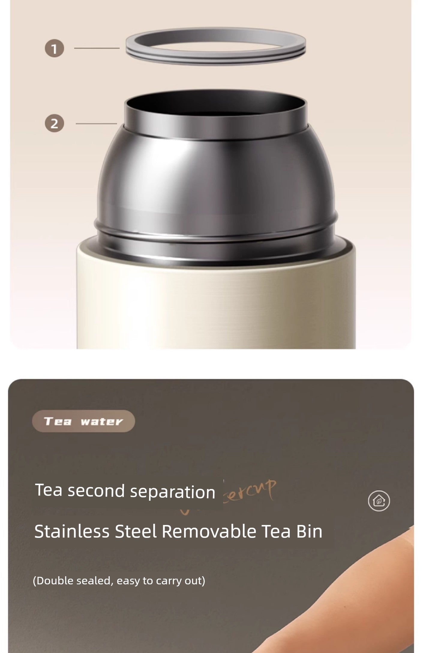 Vacuum Cup 2024 New Arrival Tea Water Separation Good-looking Tea Cup Men's Outdoor Tea Portable Quickly Open Stainless Steel Water Cup