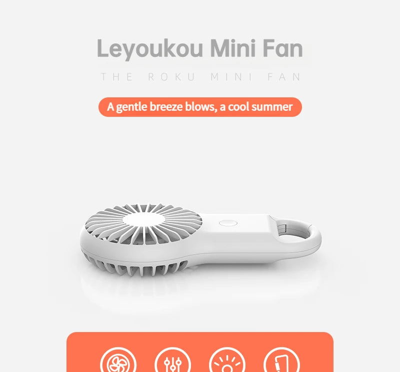 New handheld mini fan, silent high wind USB charging, outdoor hiking, creative gift for graduation season