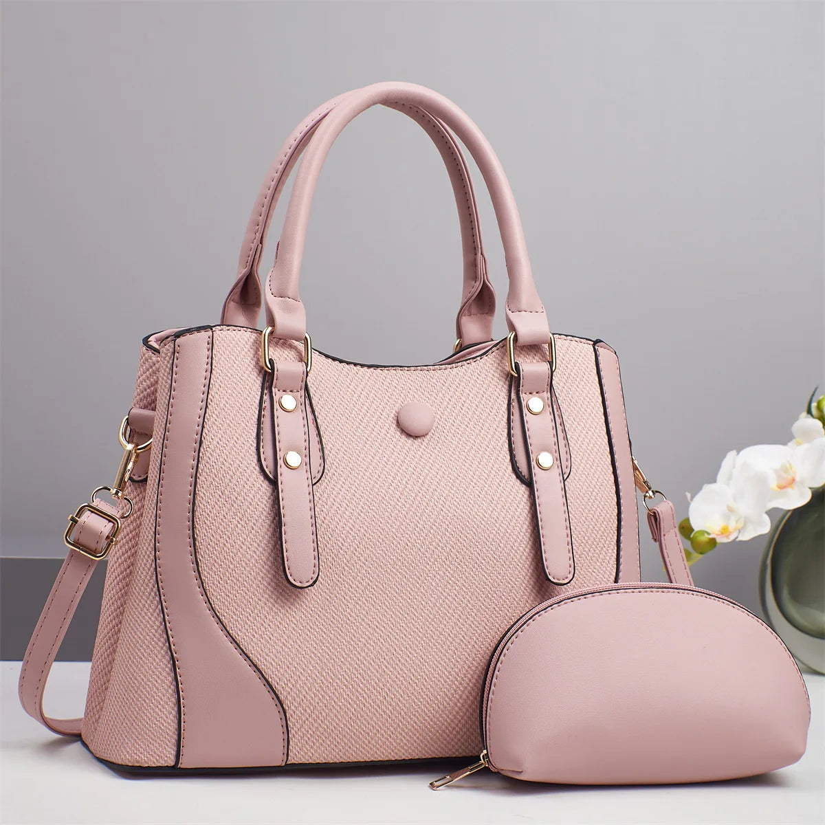 2pcs/set Vintage Women Handbag Composite Bags Multifunctional High Quality PU Leather Tote Ladies Shoulder Crossbody Bag