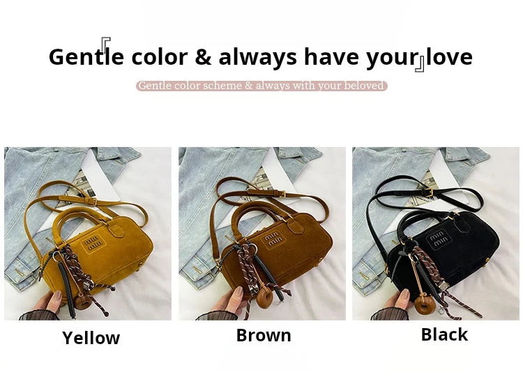2025 New Fashionable dull Polish bag portable women's full retro crossbody bag shoulder bag popular