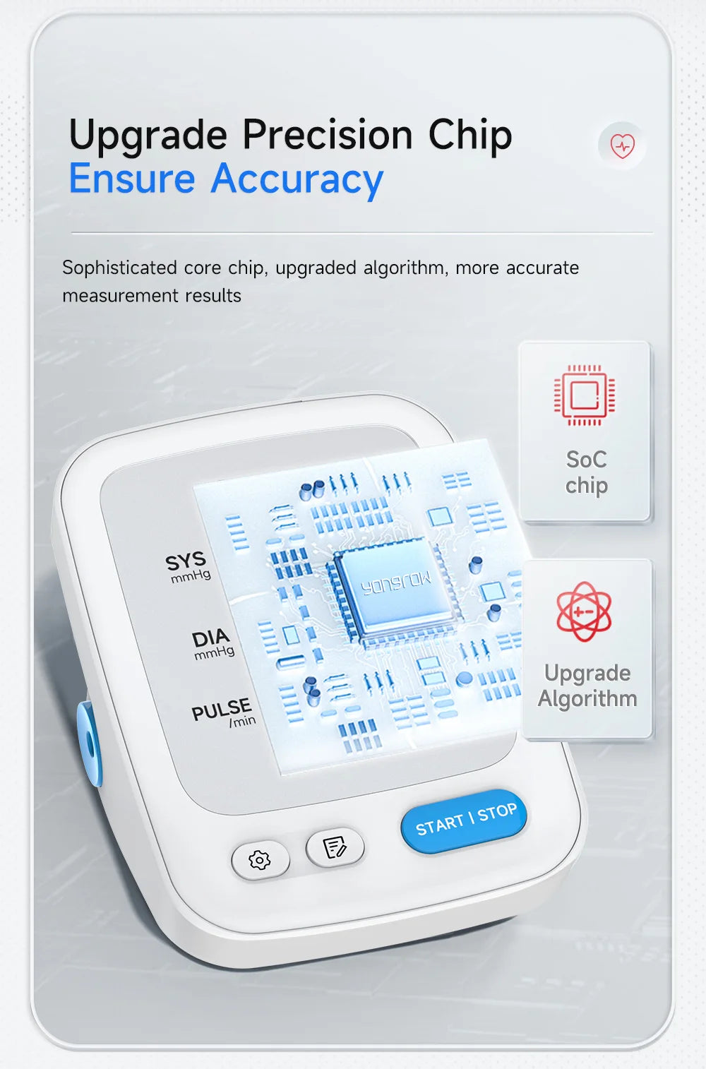 Yongrow Portable Digital Upper Arm Blood Pressure Monitor Measurement Tool Tonometer Sphygmomanometer