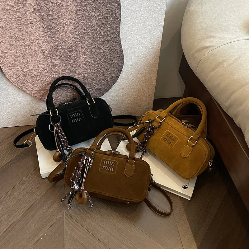 2025 New Fashionable dull Polish bag portable women's full retro crossbody bag shoulder bag popular