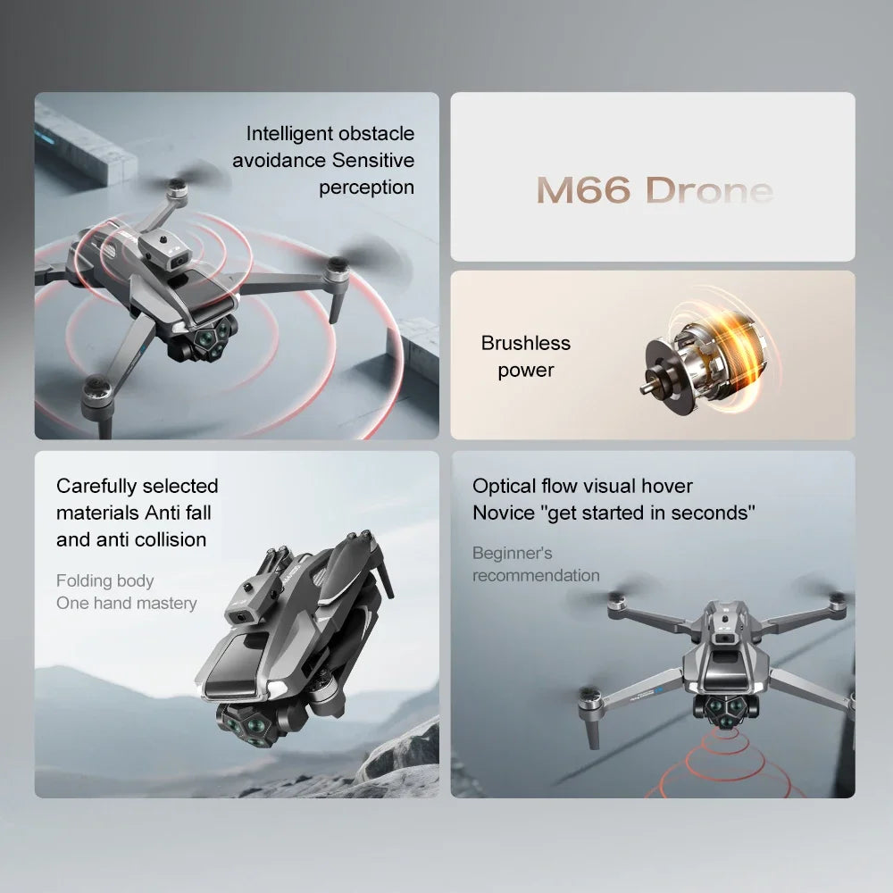 2025 New M66 Drone 4K HD Aerial Photography Camera Drone with Screen Omnidirectional Obstacle Avoidance Drone RC