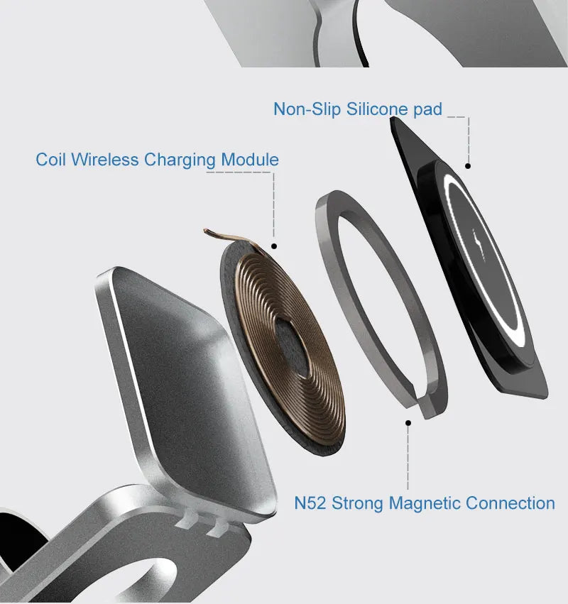 Magnetic Wireless Charging Station Foldable 3-in-1 for iPhone 12~15 Series AirPods iWatch Portable Travel Charger