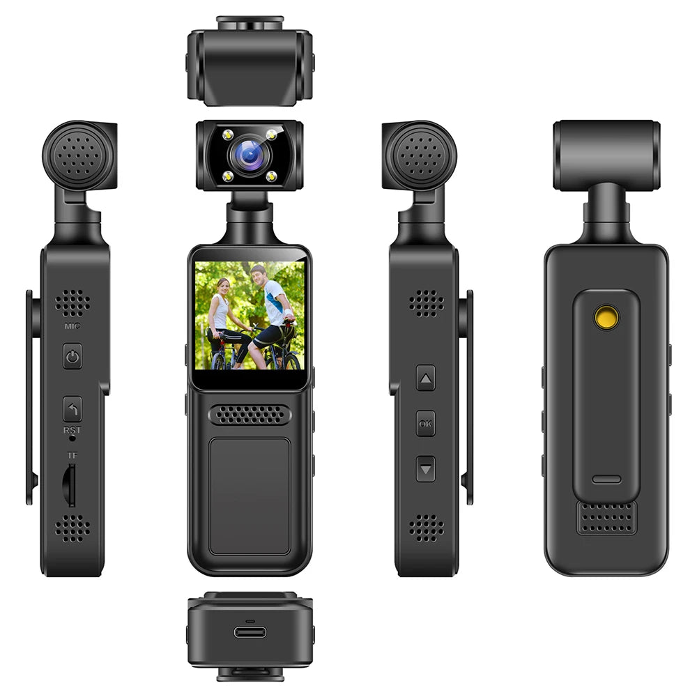 128GB 4K Ultra HD Action Mini Camera 180 Rotatable Vlog Wifi Sports Cam Waterproof Case Helmet Travel Bicycle Driver Recorder
