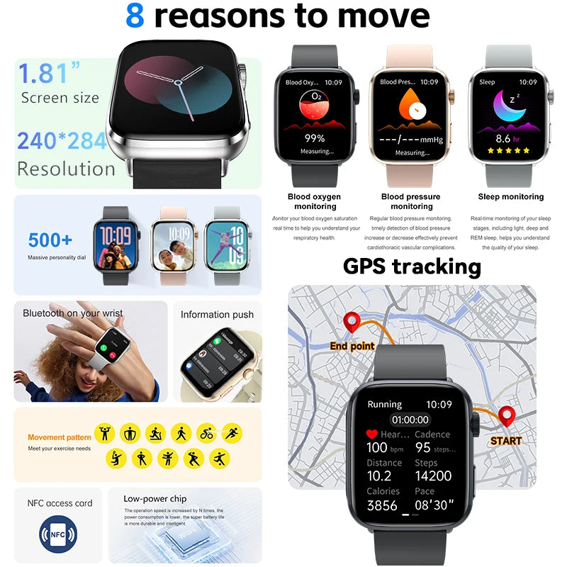 2025 New For Xiaomi Smart Watch HD Bluetooth Call AMOLED Screen NFC Waterproof GPS Sport Health Tracker Smart Watch
