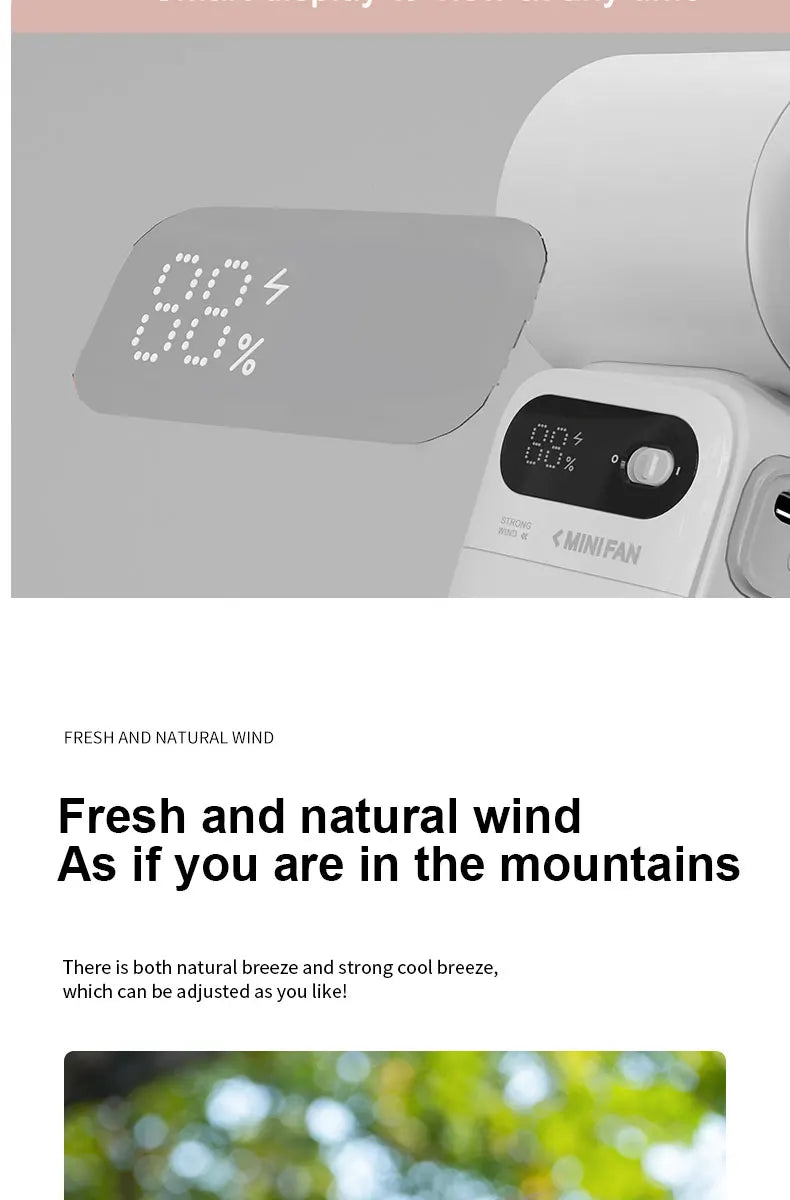 Xiaomi Youpin Electric Fan Wireless Portable Handheld Desktop Small Fan 100 Levels High Speed Strong Wind Mini Pocket Fan Gift