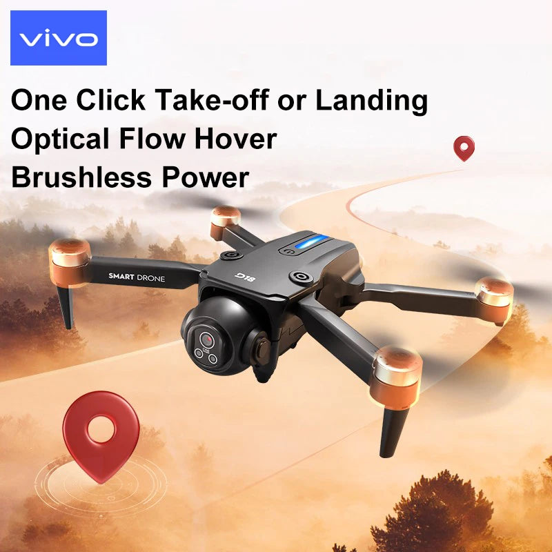 VIVO D18 Drone 8K Aerial HD Dual Camera Photography Intelligent Obstacle Avoidance Brushless Power 5G WIFI GPS Return VR Drone