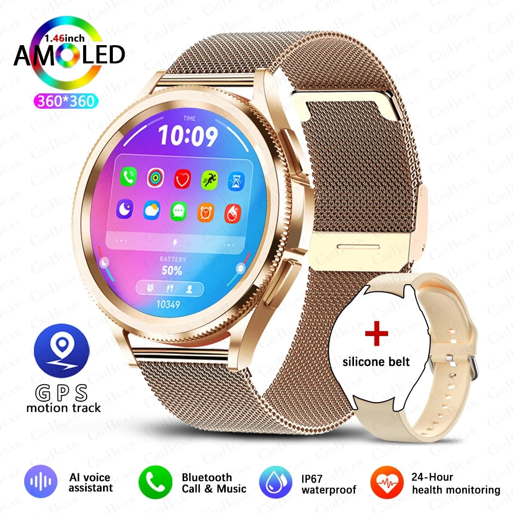 2025 New Watch 6 Classic Smartwatch Men GPS Sports Amoled Screen Heart Rate Waterproof Bluetooth Call Music Smart Watch Women