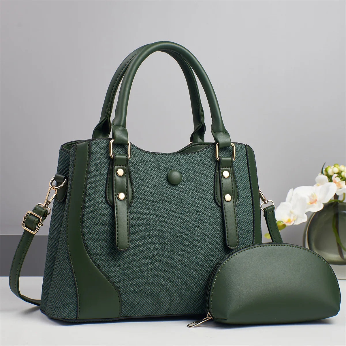 2pcs/set Vintage Women Handbag Composite Bags Multifunctional High Quality PU Leather Tote Ladies Shoulder Crossbody Bag