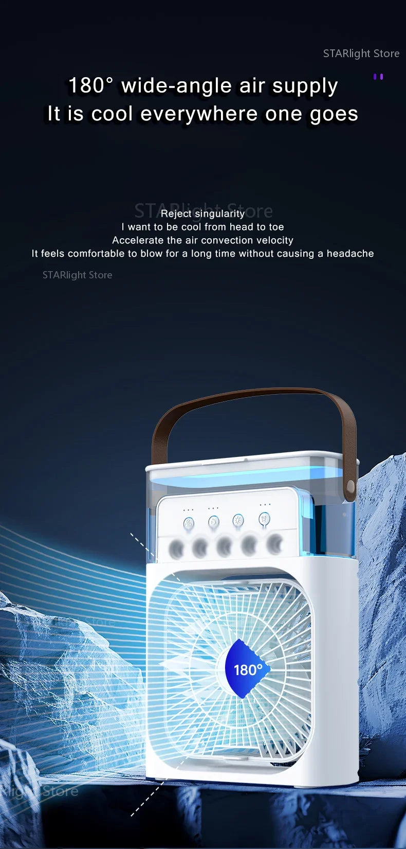 Xiaomi MIJIA 3-in-1 Portable Air Conditioners Fan With LED Night Light Household Mini Air Cooler For Office Home Adjustable Fan