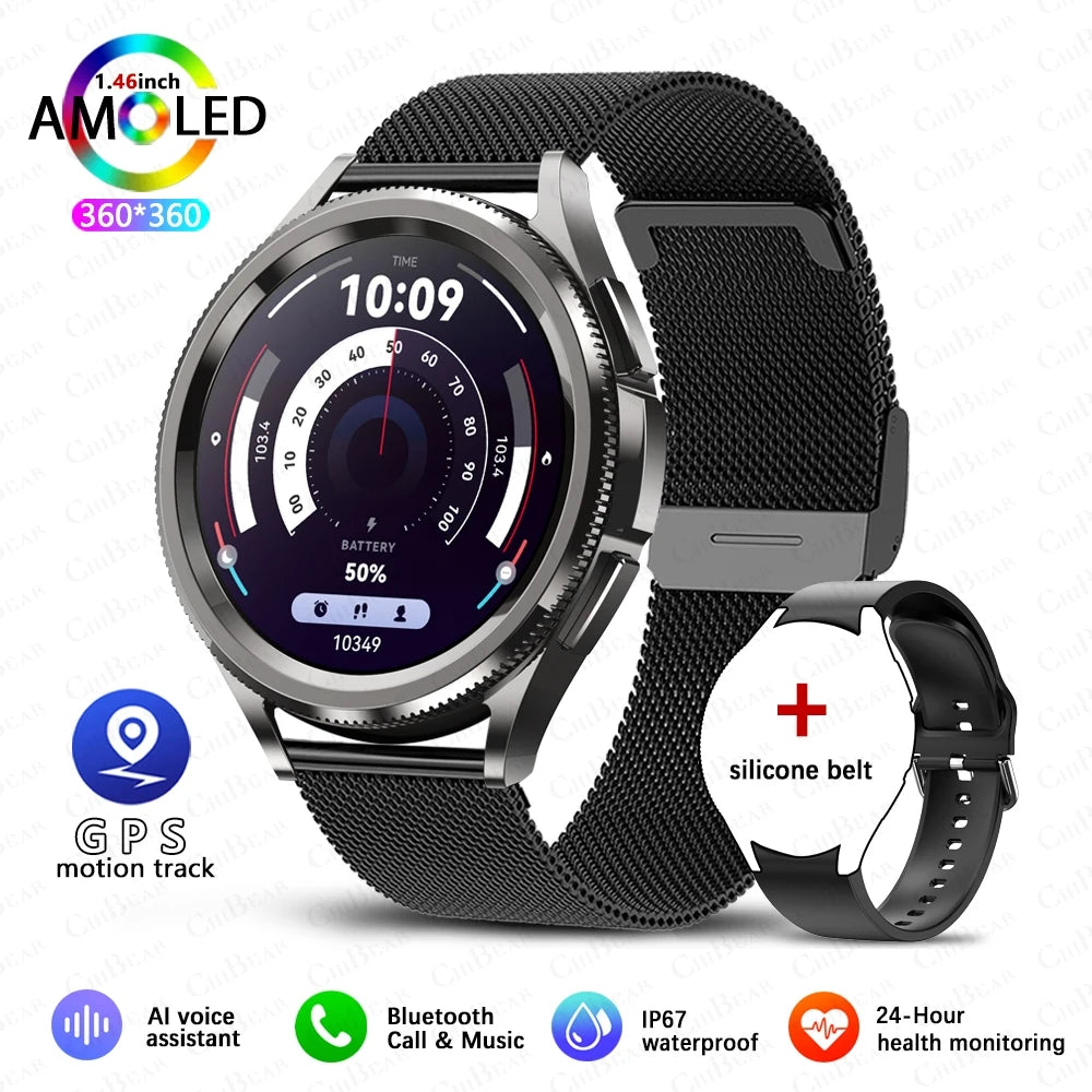 2025 New Watch 6 Classic Smartwatch Men GPS Sports Amoled Screen Heart Rate Waterproof Bluetooth Call Music Smart Watch Women