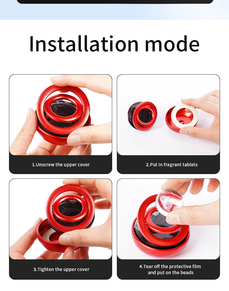 Car Air Freshener Solar Energy Air Purifier for Car Interior Autorotation Decoration Perfume Diffuser Interplanetary Suspension