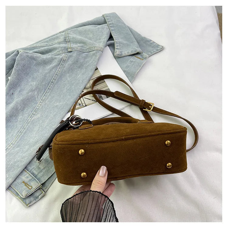 2025 New Fashionable dull Polish bag portable women's full retro crossbody bag shoulder bag popular
