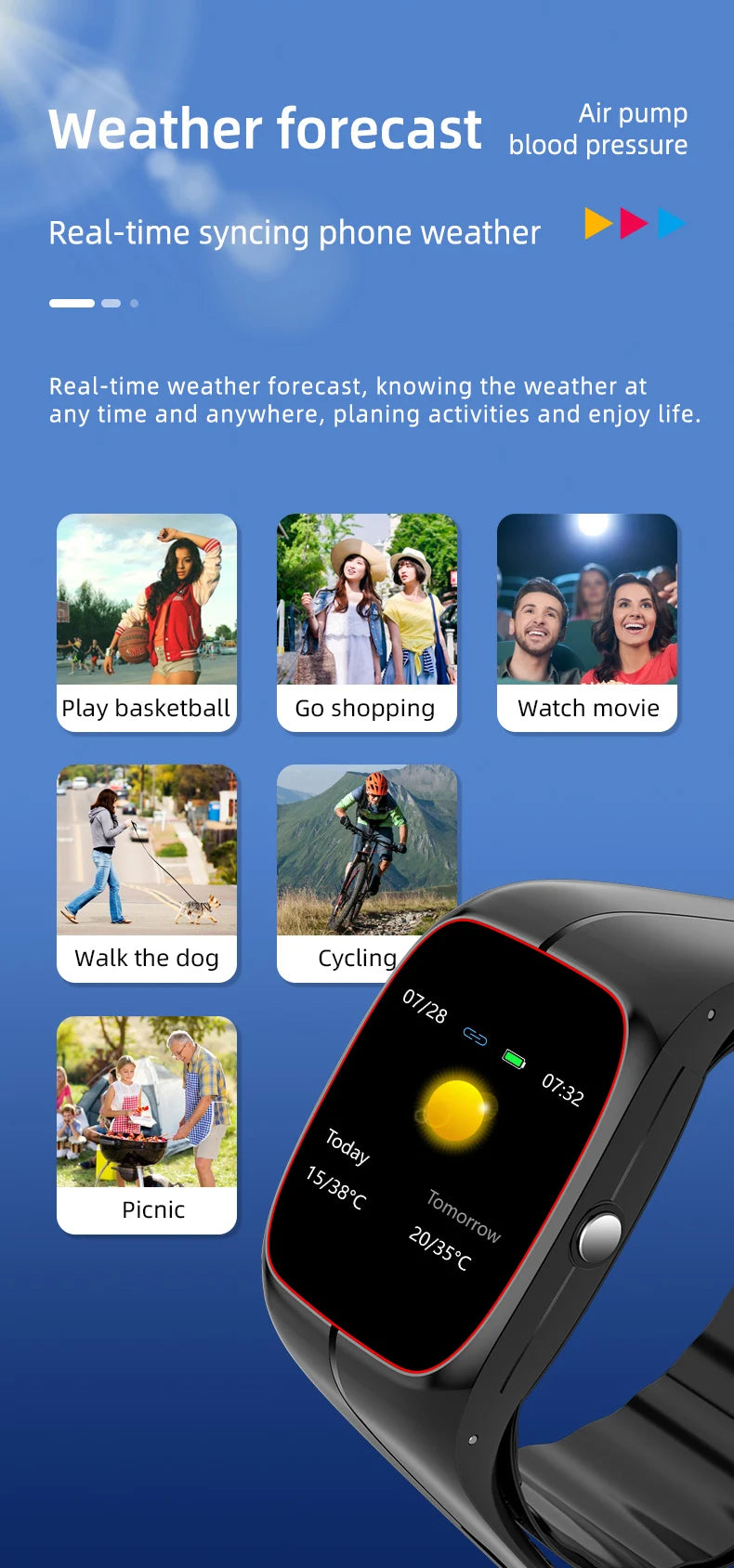 Medical Grade Smart Watch Air Pump Airbag Precise Sphygmomanometer Heart Rate Thermometer Monitor Wristband Elderly Health Watch