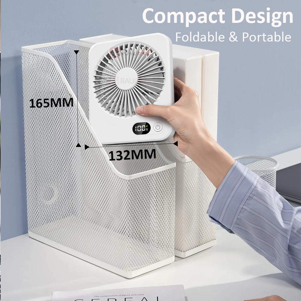 Desk Fan Portable Desktop Fan Mini USB Rechargeable Fans 5 Speed Adjustable 180° Foldable Portable Small Silent Fan for Office