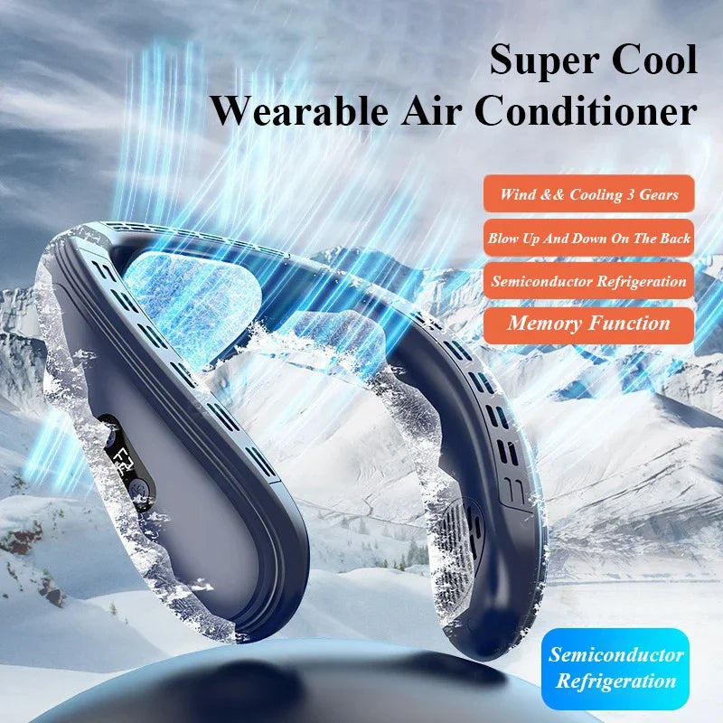 2024 New Neck Air Conditioner Portable Neck Fan Rechargeable Semiconductor Cooling Bladeless Fan Wearable Cooler multi purpose
