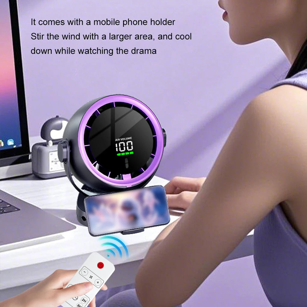 4000 mAh Desktop Circulating Fan Rechargeable Table Fan with Remote Control Office Wall Mounted Fan Electric Desktop Clip Fan