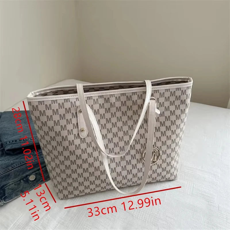 Letter Print Fashion Shoulder Bag Versatile Large Capacity Handbag Luxury Brand Bag Clutch Bag Retro Trend Commuter Tote Bag
