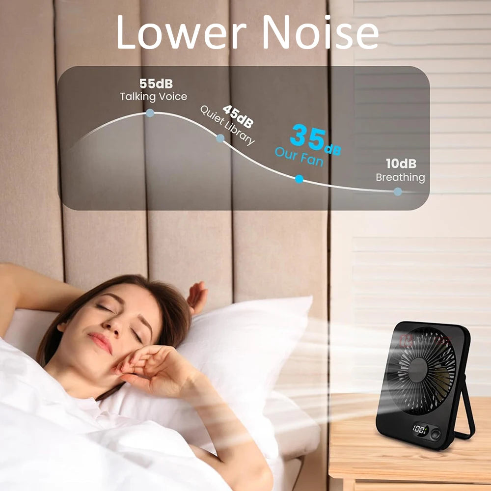 Desk Fan Portable Desktop Fan Mini USB Rechargeable Fans 5 Speed Adjustable 180° Foldable Portable Small Silent Fan for Office