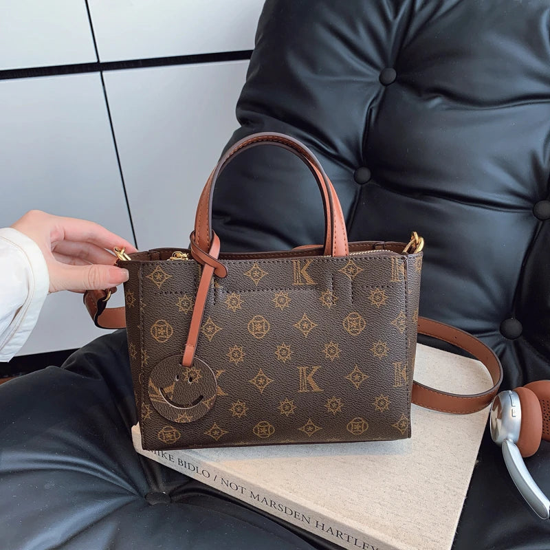 Classic Leather Tote Bag For Ladies, Shoulder Strap And Spacious, Elegant Popular Handbag By Luxury Brand For Women