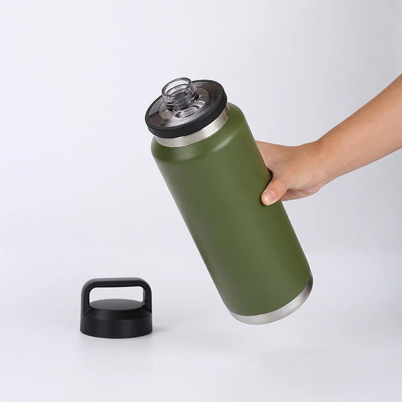 800ml,1100ml Large Capacity Water Bottle Stainless Steel Thermos Vacuum Insulated Flask Bottle Leakproof Sports Portable Tumbler