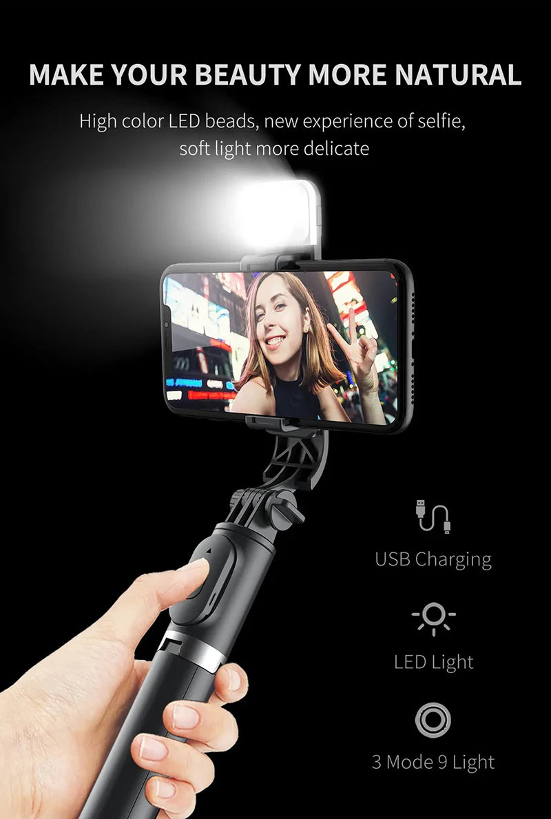 Xiaomi Selfie Stick 1045mm With Wireless Bluetooth LED Fill Light Extended Tripod With Remote Shutter For Android ios Cellphone