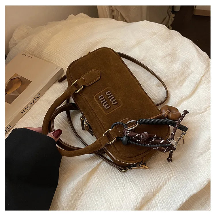 2025 New Fashionable dull Polish bag portable women's full retro crossbody bag shoulder bag popular