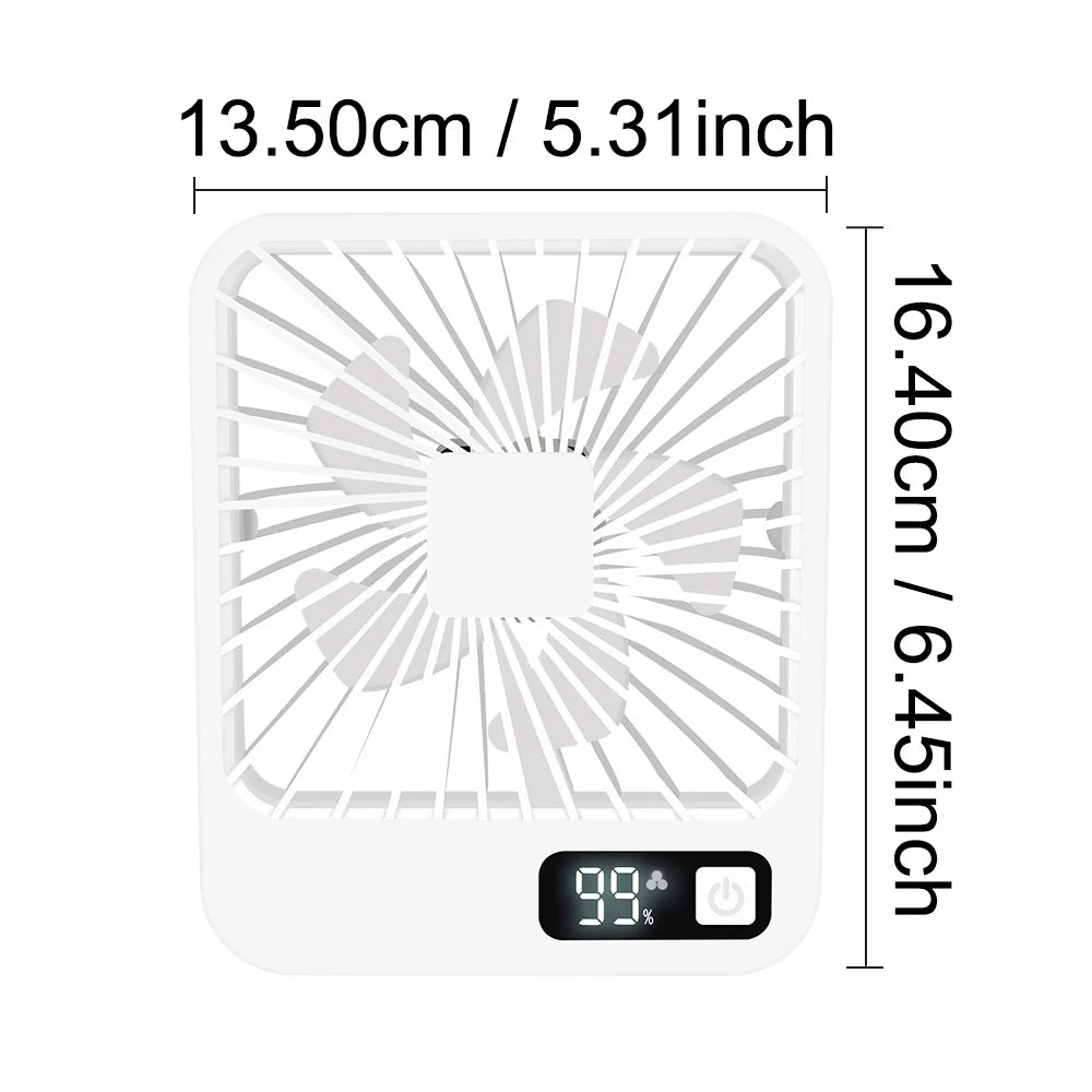 Desktop Fan Portable Fan Rechargeable 5-Speed Adjustment 180° Rotating Foldable Fan With Battery Digital Display Noise-Free Fan