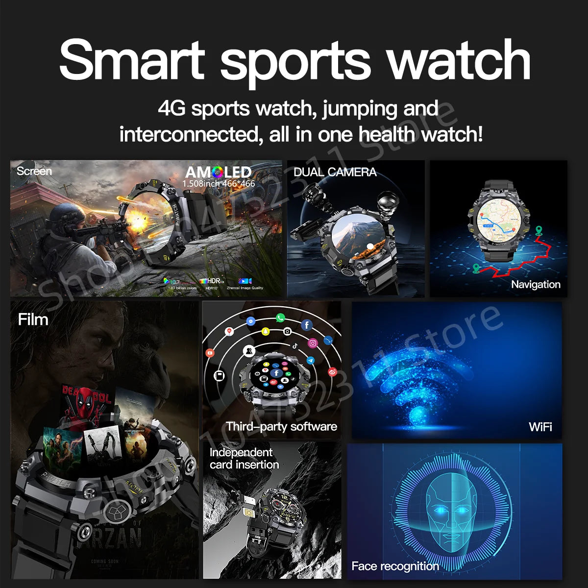 5g Full Netcom Smartwatch 1.508 inch Amoled HD Screen inset 4g/5g Sim Card GPS WIFI IP68 Waterproof Swimming Sport Smart Watch
