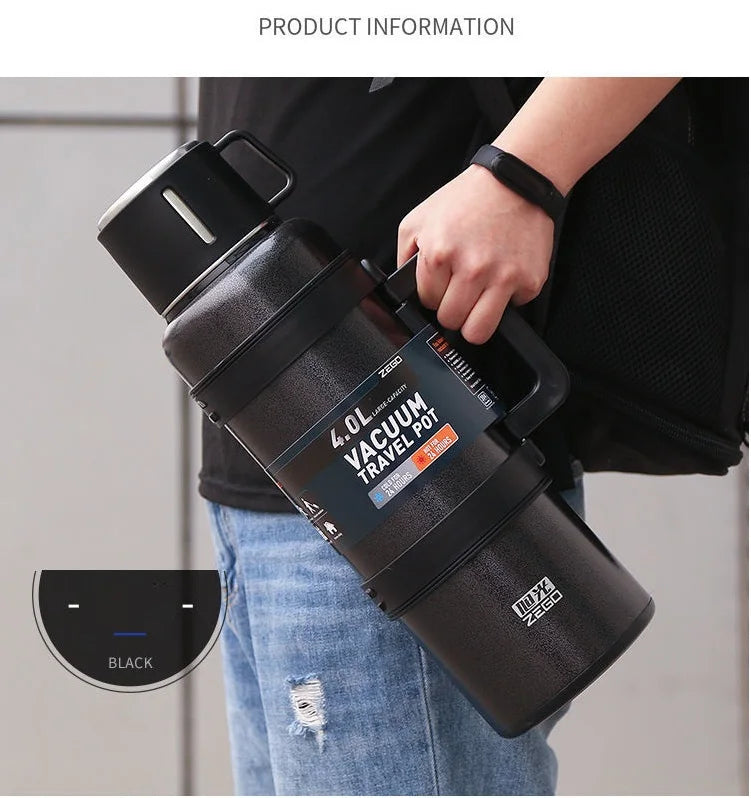 304 Stainless Steel Big Capacity Thermos Bottle 3L /4L Outdoor Travel Coffee Mugs Thermal Vaccum Water Bottle Thermal Mug