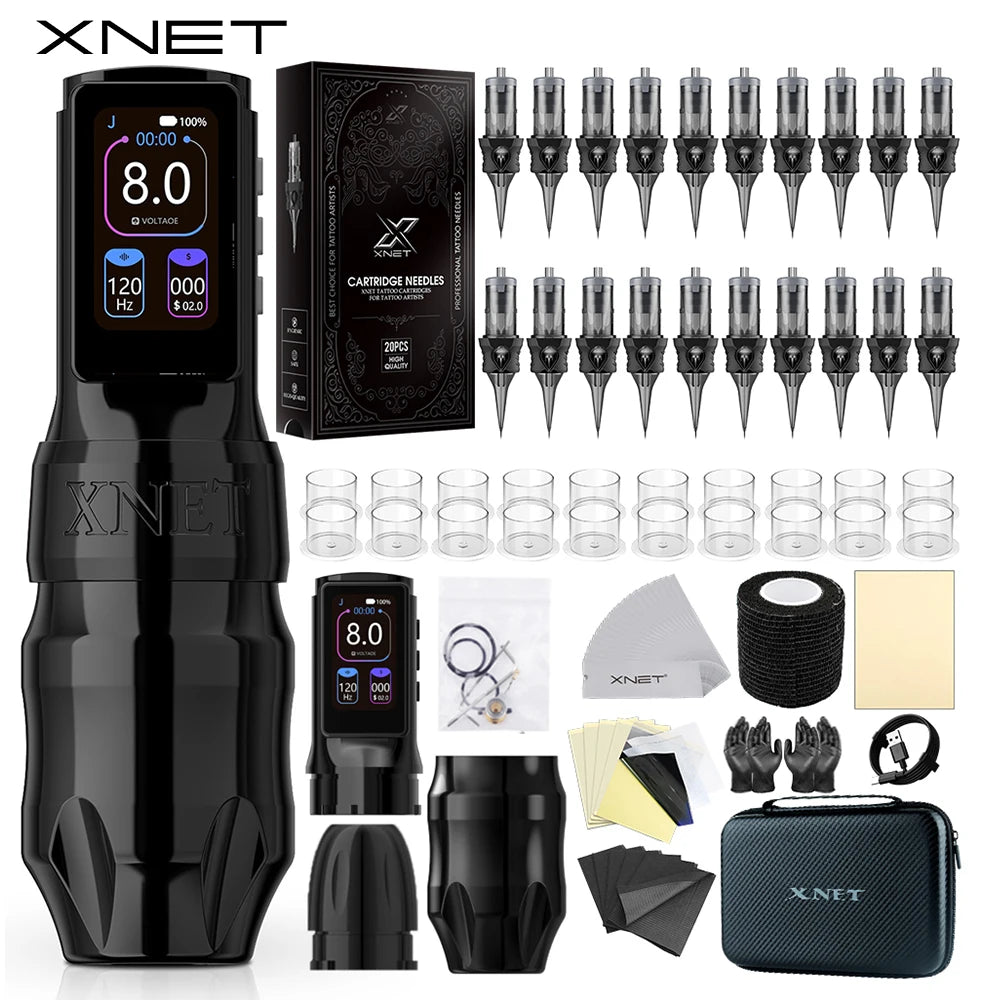 Xnet Titan Max Wireless Tattoo Machine kit 20Pcs Needles Set Coreless Motor Multi-Function Touchscreen Battery 1-12V For Tattoo