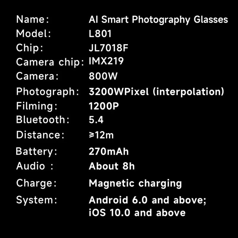 Xiaomi AI Smart Glasses 8-megapixel Camera Mini Camera Bluetooth Call Sunglasses Shooting Audio Listening Music Camera Glasses