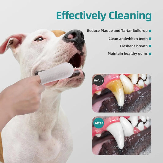 Dogs & CatsTeeth Cleaning Wipes, Pet Dental Finger Wipes for Disposable Gentle Teeth Cleaning Pads Tooth Bad Breath Remove Plaque