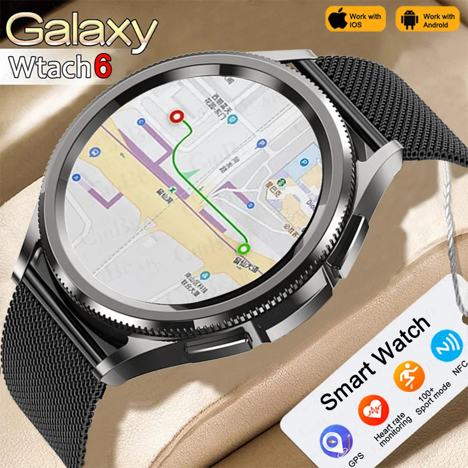 2025 New Watch 6 Classic Smartwatch Men GPS Sports Amoled Screen Heart Rate Waterproof Bluetooth Call Music Smart Watch Women