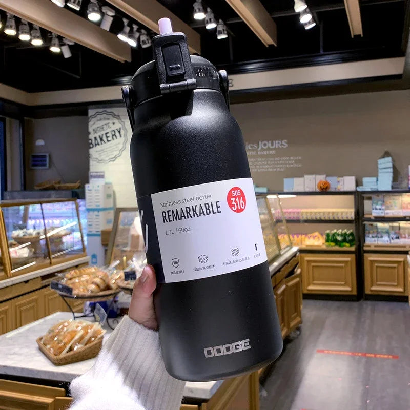 DODGE 1300/1700ML Stainless Steel Tumbler Thermos Bottle Portable Vacuum Flasks Outdoor Sports Water Cup Car Insulated Flask