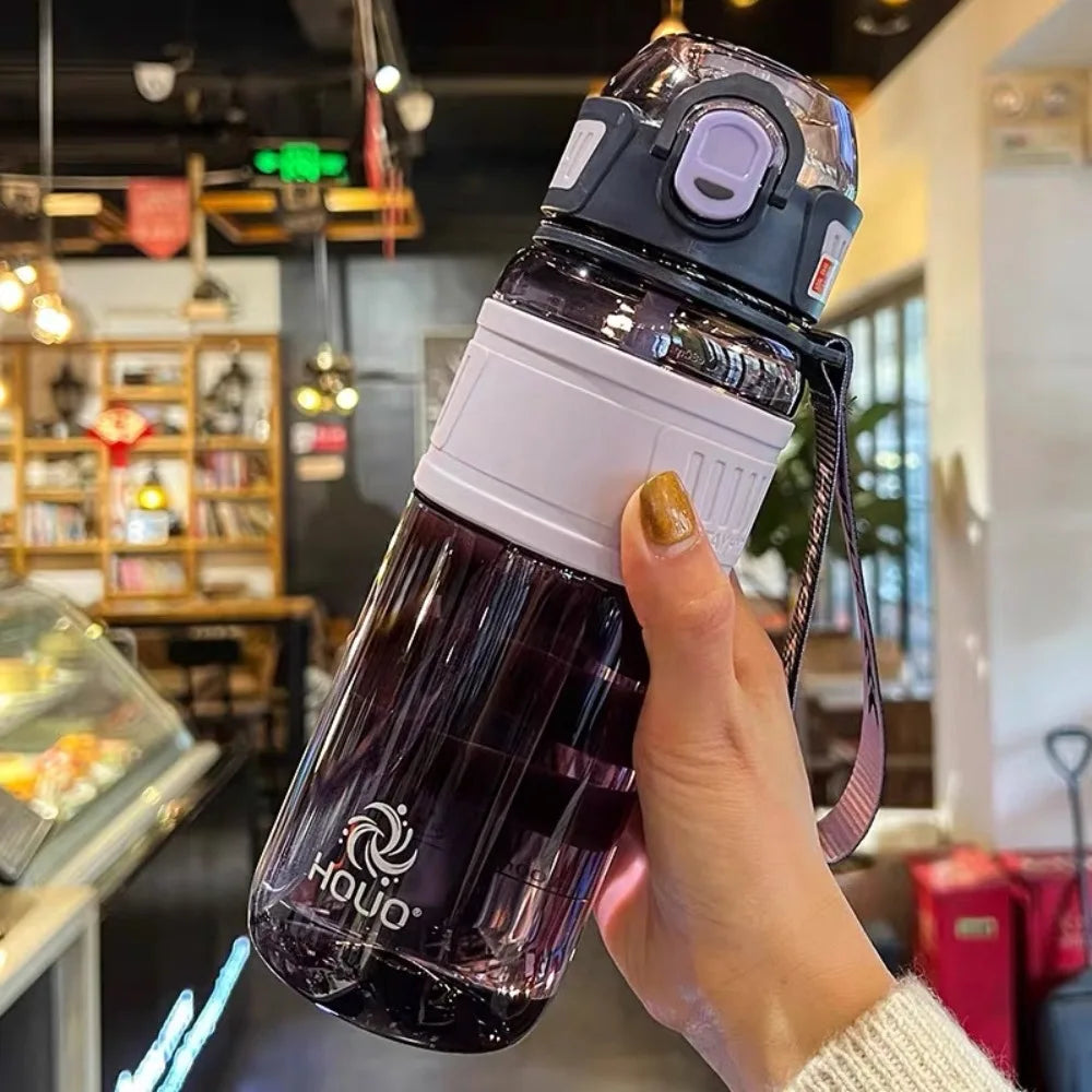 PC 1 Liter Sports Water Bottle Leak Proof Large Capacity Colorful Plastic Cup Silicone Cup Holder Portable Handle