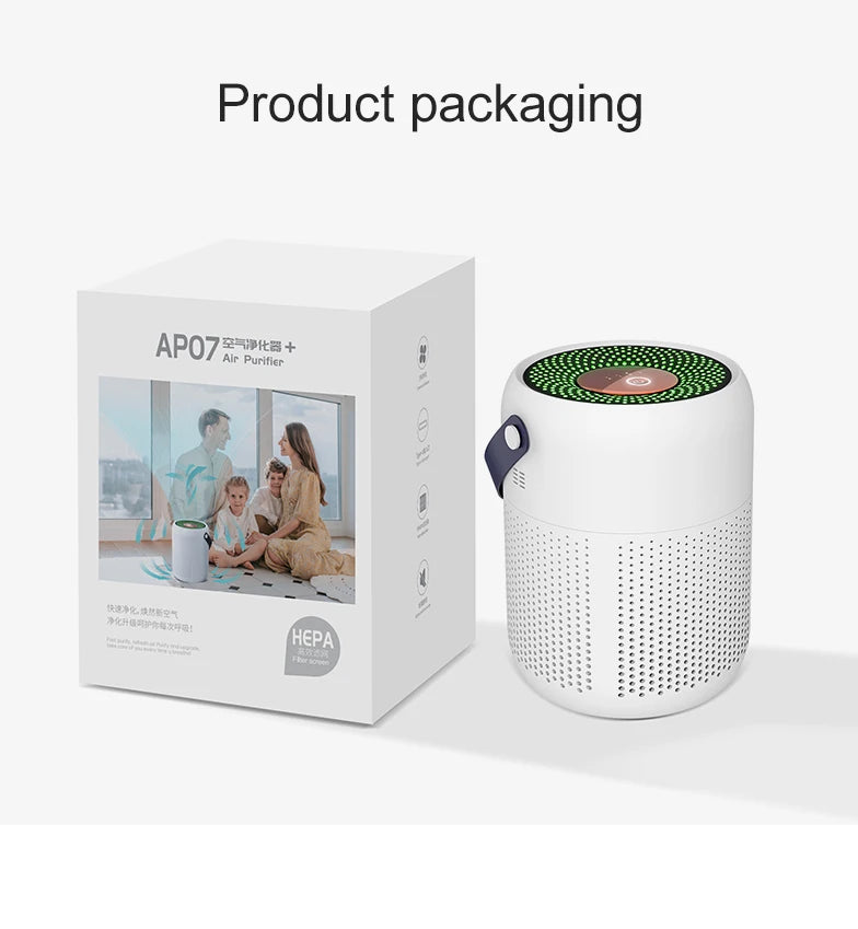 AP07 Air Purifier USB Negative Ions Generator Remover Formaldehyde for Home Portable Air Cleaner Perfume for Desktop Office