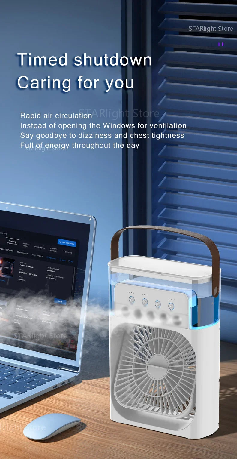 Xiaomi MIJIA 3-in-1 Portable Air Conditioners Fan With LED Night Light Household Mini Air Cooler For Office Home Adjustable Fan