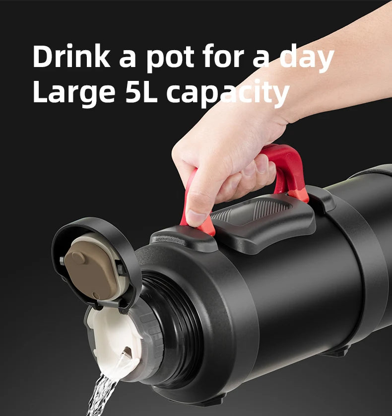 Stainless Steel Thermos Bottle with Handle Outdoor Portable Large Capacity Thermal Water Bottle ,Keep Hot and Cold for 72H