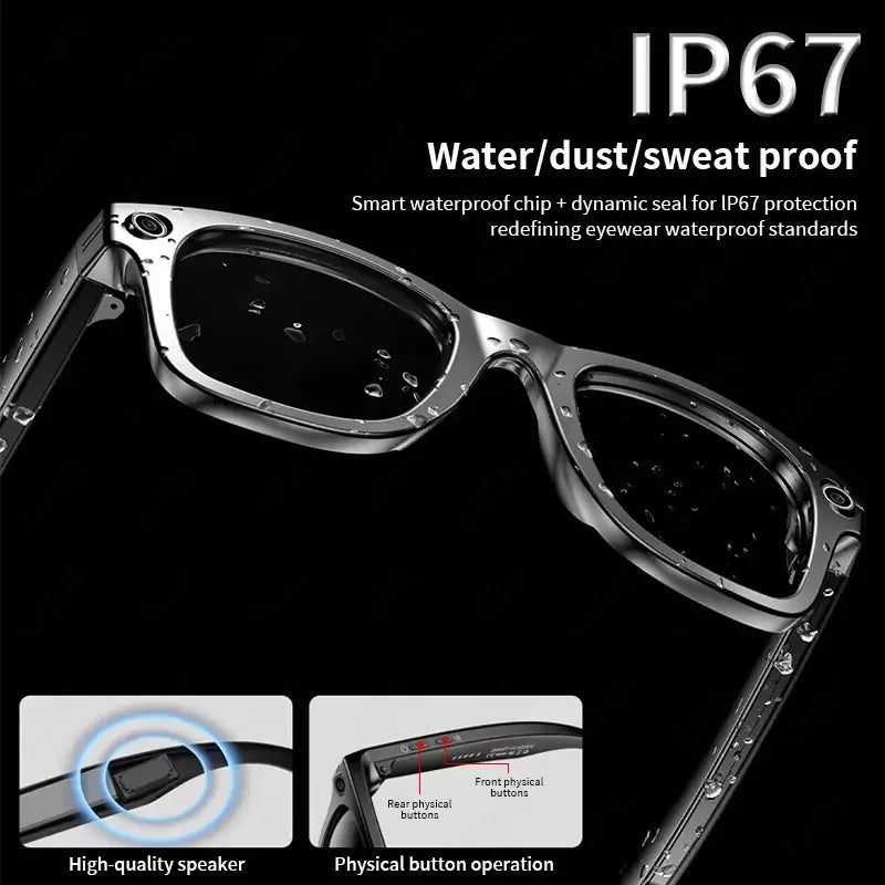 2025 Smart Glasses Camera AI Translation Video Bluetooth Call Headphones Voice Assistant Outdoor Sport Sunglasses HD 800W Camera
