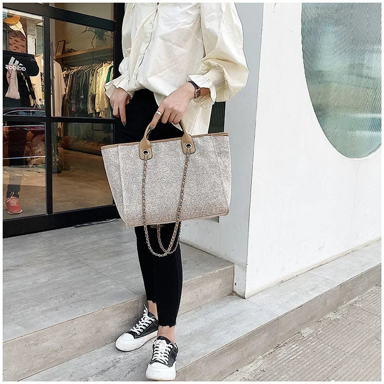Fashion Make Up Designer Big Women's New Korean Fashion Casual Large Capacity Shoulder Crossbody Chain Tote Bag