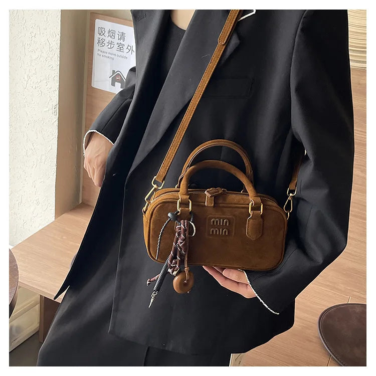 2025 New Fashionable dull Polish bag portable women's full retro crossbody bag shoulder bag popular